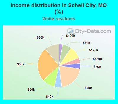 Income distribution in Schell City, MO (%)