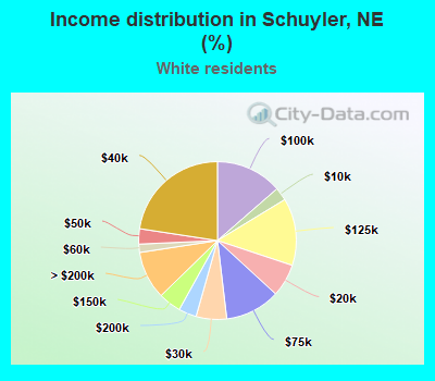 Income distribution in Schuyler, NE (%)