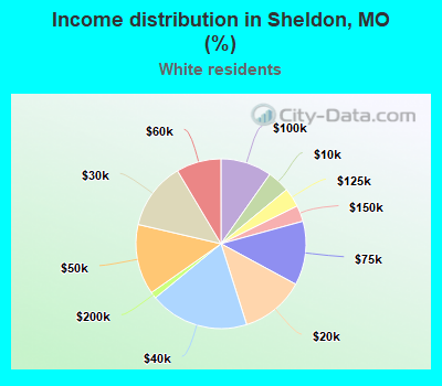 Income distribution in Sheldon, MO (%)