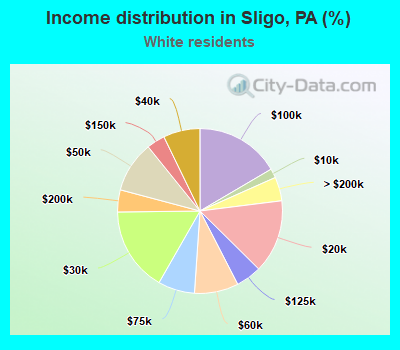 Income distribution in Sligo, PA (%)