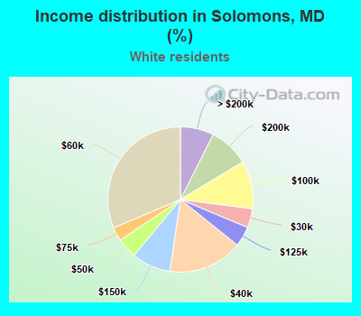 Income distribution in Solomons, MD (%)