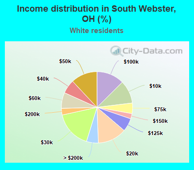 Income distribution in South Webster, OH (%)