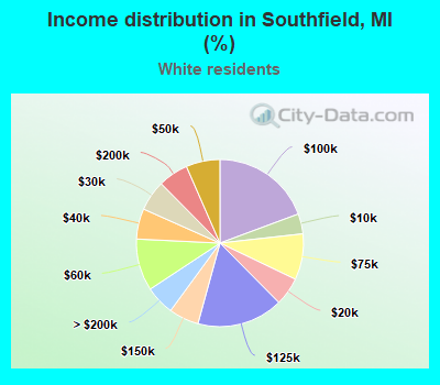 Income distribution in Southfield, MI (%)