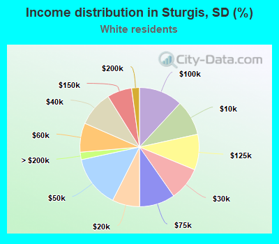 Income distribution in Sturgis, SD (%)