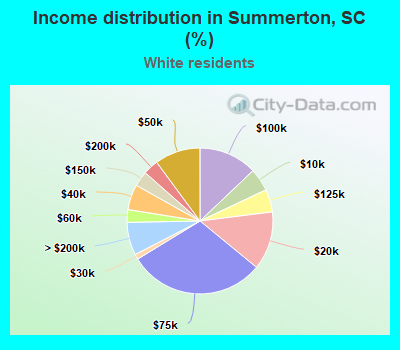 Income distribution in Summerton, SC (%)
