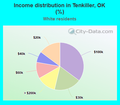Income distribution in Tenkiller, OK (%)
