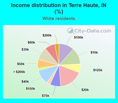 Income distribution in Terre Haute, IN (%)