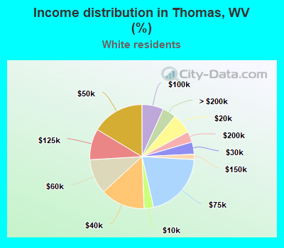 Income distribution in Thomas, WV (%)