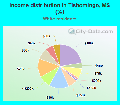 Income distribution in Tishomingo, MS (%)