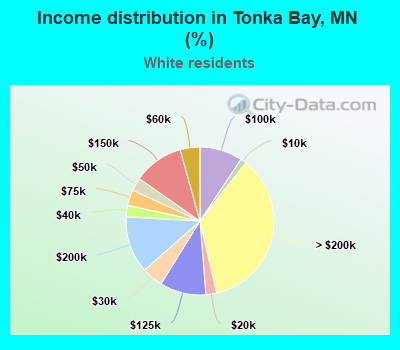 Income distribution in Tonka Bay, MN (%)