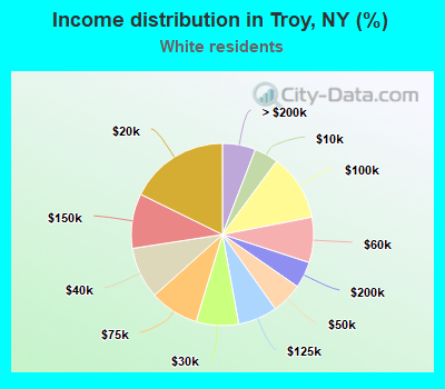 Income distribution in Troy, NY (%)