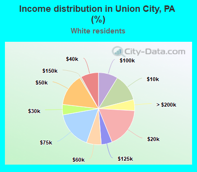 Income distribution in Union City, PA (%)