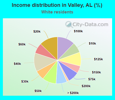 Income distribution in Valley, AL (%)