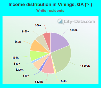 Income distribution in Vinings, GA (%)