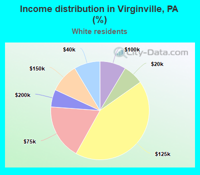 Income distribution in Virginville, PA (%)