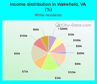 Income distribution in Wakefield, VA (%)