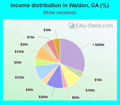 Income distribution in Waldon, CA (%)