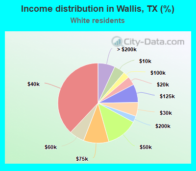 Income distribution in Wallis, TX (%)
