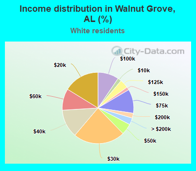Income distribution in Walnut Grove, AL (%)