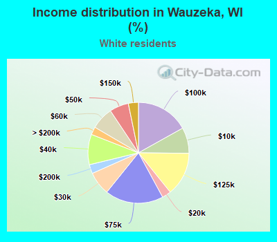 Income distribution in Wauzeka, WI (%)