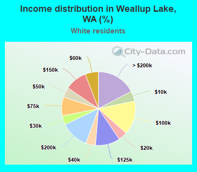 Income distribution in Weallup Lake, WA (%)
