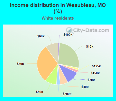 Income distribution in Weaubleau, MO (%)
