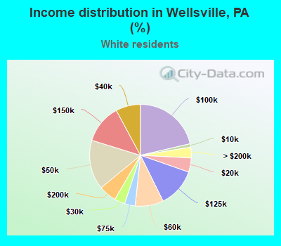 Income distribution in Wellsville, PA (%)