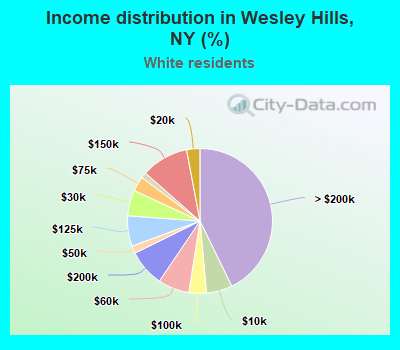 Income distribution in Wesley Hills, NY (%)