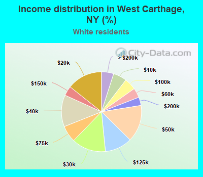 Income distribution in West Carthage, NY (%)