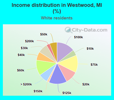 Income distribution in Westwood, MI (%)