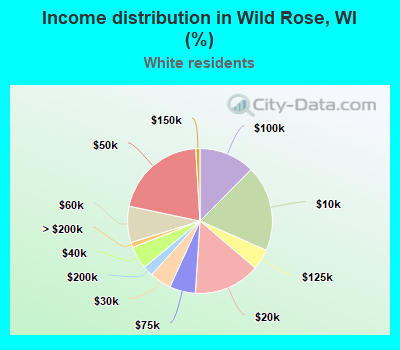 Income distribution in Wild Rose, WI (%)
