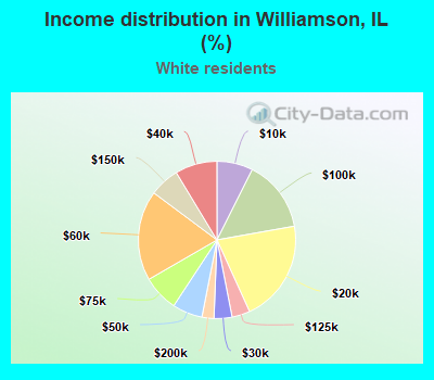 Income distribution in Williamson, IL (%)