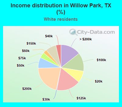 Income distribution in Willow Park, TX (%)
