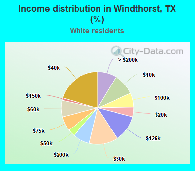 Income distribution in Windthorst, TX (%)