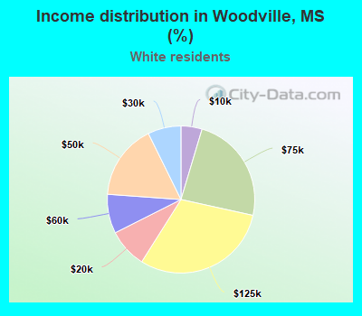 Income distribution in Woodville, MS (%)
