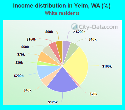 Income distribution in Yelm, WA (%)