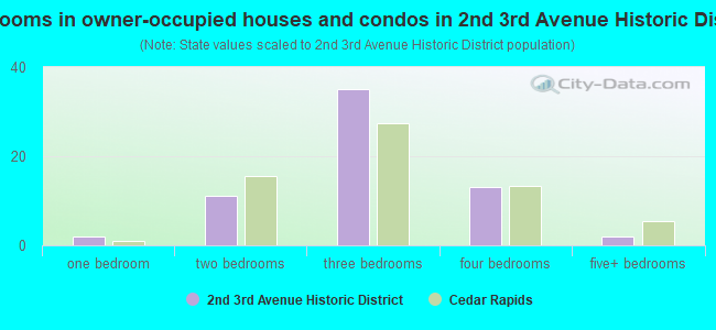 Bedrooms in owner-occupied houses and condos in 2nd  3rd Avenue Historic District