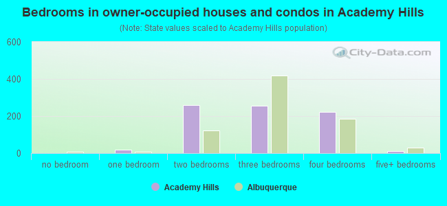 Bedrooms in owner-occupied houses and condos in Academy Hills
