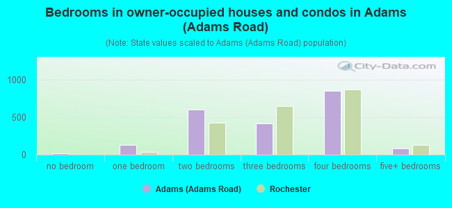 Bedrooms in owner-occupied houses and condos in Adams (Adams Road)