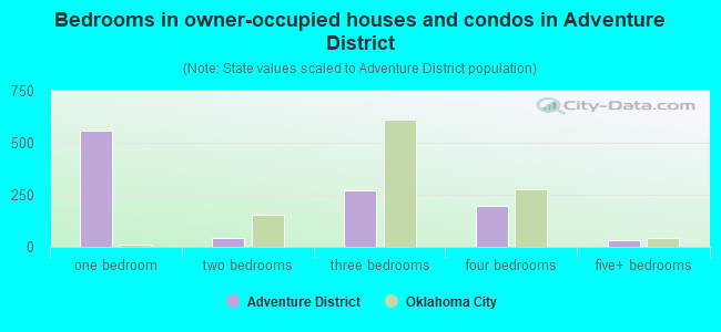 Bedrooms in owner-occupied houses and condos in Adventure District