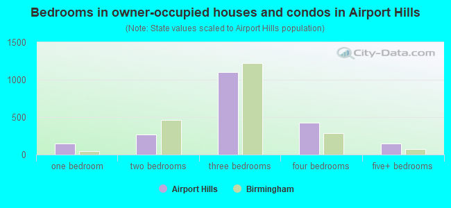 Bedrooms in owner-occupied houses and condos in Airport Hills