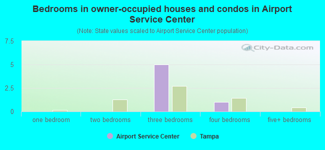 Bedrooms in owner-occupied houses and condos in Airport Service Center