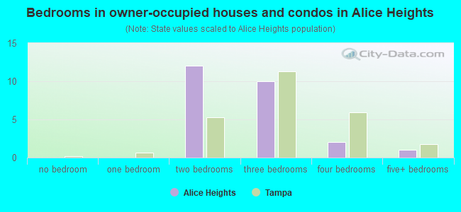 Bedrooms in owner-occupied houses and condos in Alice Heights