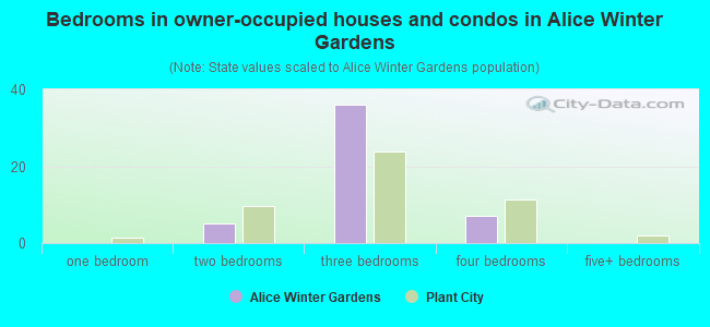 Bedrooms in owner-occupied houses and condos in Alice Winter Gardens