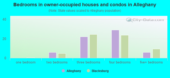 Bedrooms in owner-occupied houses and condos in Alleghany