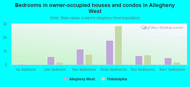 Bedrooms in owner-occupied houses and condos in Allegheny West
