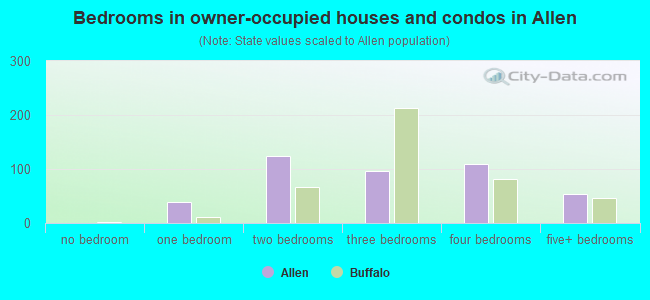 Bedrooms in owner-occupied houses and condos in Allen