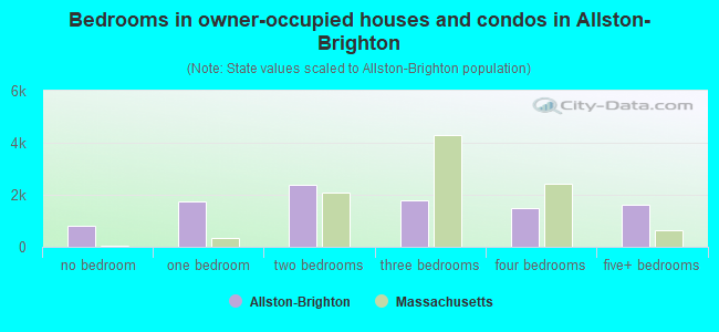 Bedrooms in owner-occupied houses and condos in Allston-Brighton