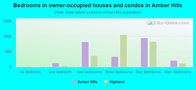 Bedrooms in owner-occupied houses and condos in Amber Hills
