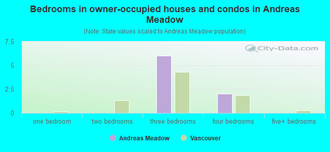Bedrooms in owner-occupied houses and condos in Andreas Meadow